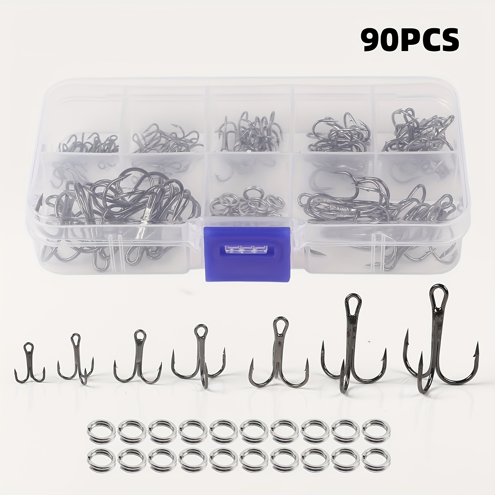 Fishing Hook Assortment - 90 stuks/set De triple-hook kit met