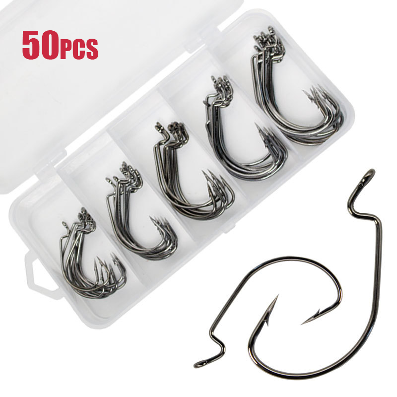 50 Stuks Brede Worm Haak Kools - Fishing Hook Offset recensie en prijs